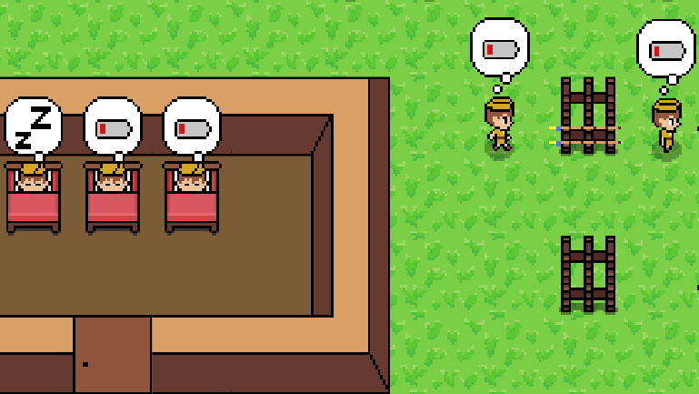 Tired campers sleeping at summer camp.